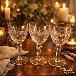 Lyngby Heidelberg Mouth Blown Crystal 5" Wine Glass Elegant Set of 3